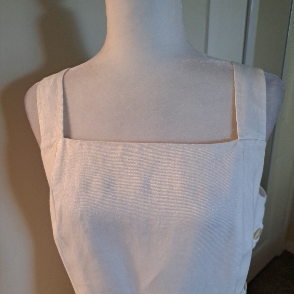 NWT J. McLaughlin Solana Dress Linen  White Side Buttons Zip Closure Sz 10